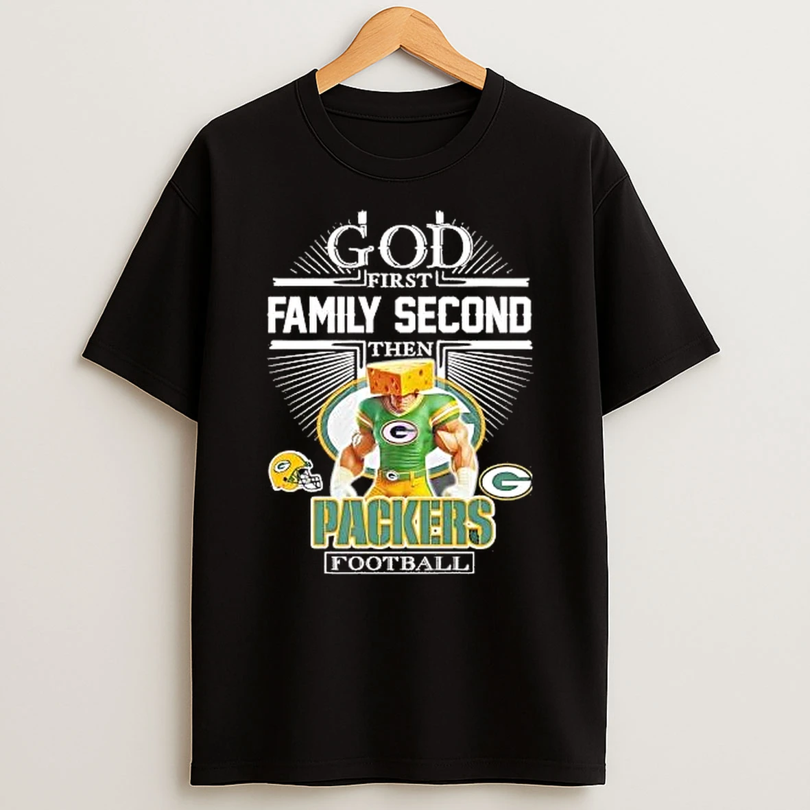 Whatwillwear Hoopoetees 20251219_181129 71_god First Family Second Then Green Bay Packers Cheesehead Football Shirts