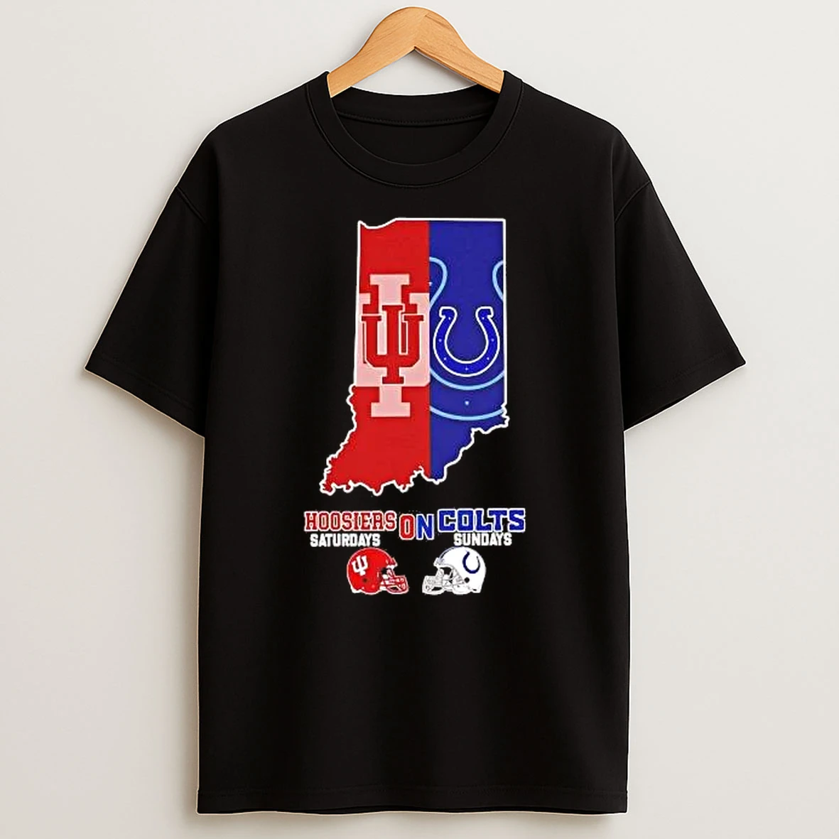 Whatwillwear Hoopoetees 20251222_101025 234_indiana Hoosiers On Saturdays Indianapolis Colts On Sundays Map Shirts