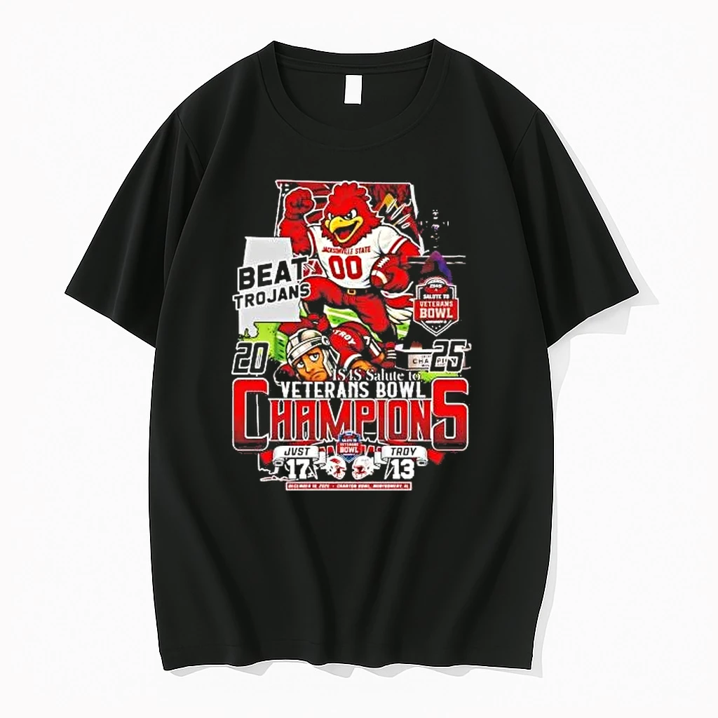 Whatwillwear Hoopoetees 20251222_101025 234_jacksonville State Gamecocks 2025 Veterans Bowl Champions Beat Trojans Mascot Shirts