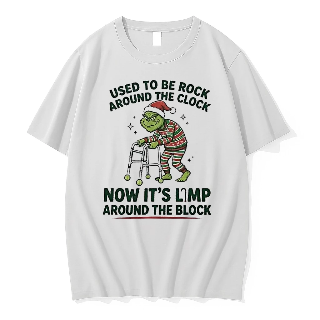 Whatwillwear Hoopoetees 20251223_095008 185_grinch Used To Be Rock Around The Clock Now Its Limp Around The Block Shirts