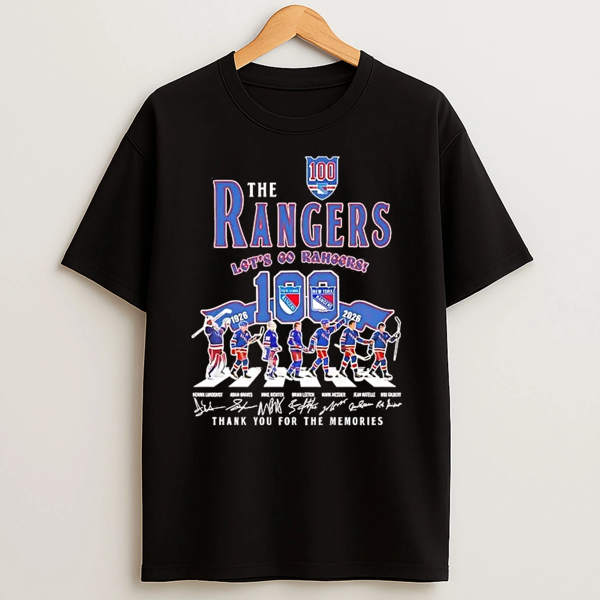 Whatwillwear Hoopoetees 20251225_094923 61_new York Rangers 100 Seasons Lets Go Rangers Thank You For The Memories Shirts