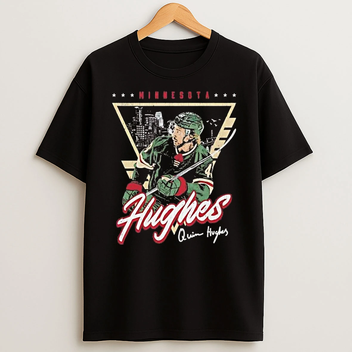 Whatwillwear Hoopoetees 20251225_094923 61_quinn Hughes Triangle Signature Minnesota Wild Shirts