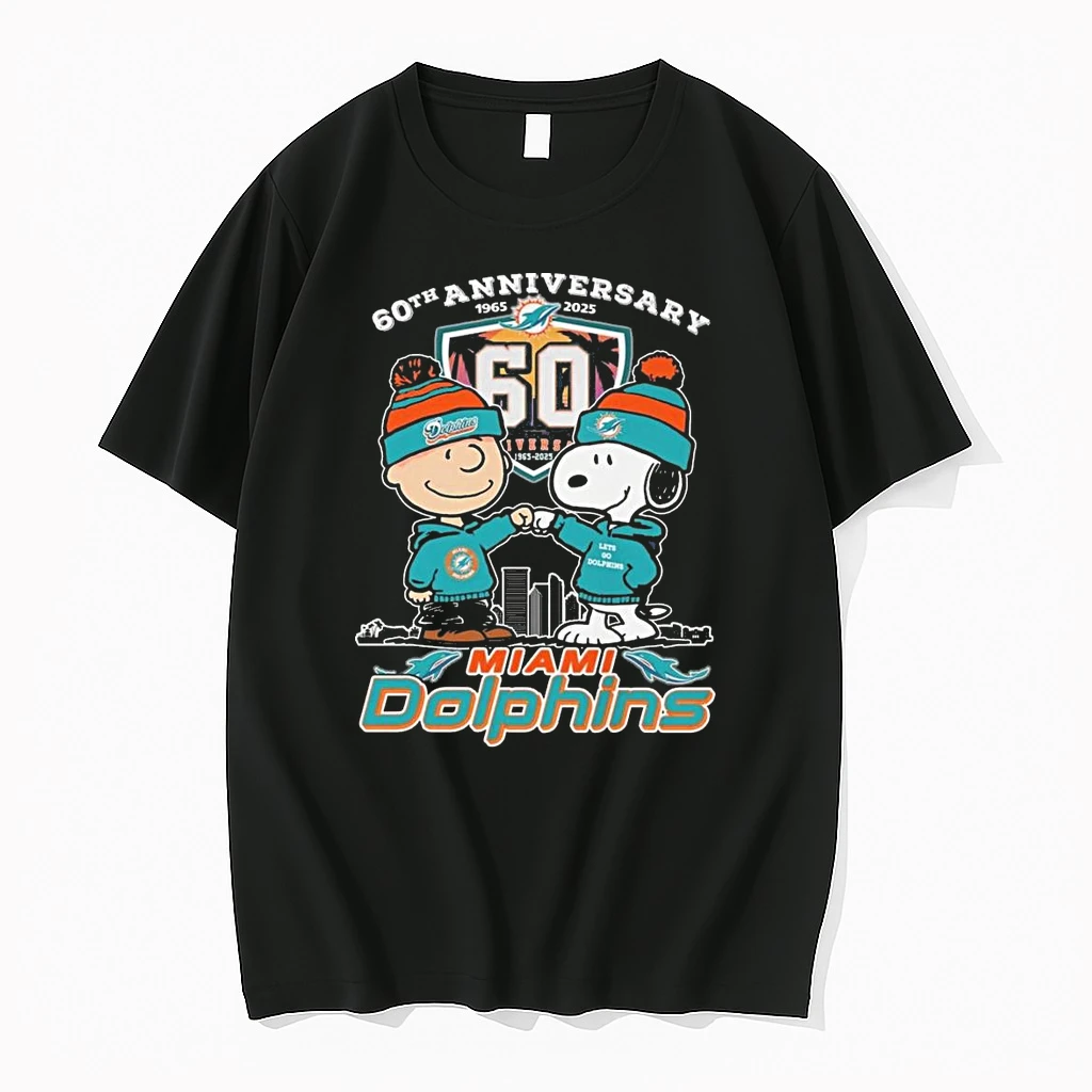 Whatwillwear Teeextra 20251222_122938 45_charlie Brown And Snoopy X Miami Dolphins 60th Anniversary 1965 2025 Shirts
