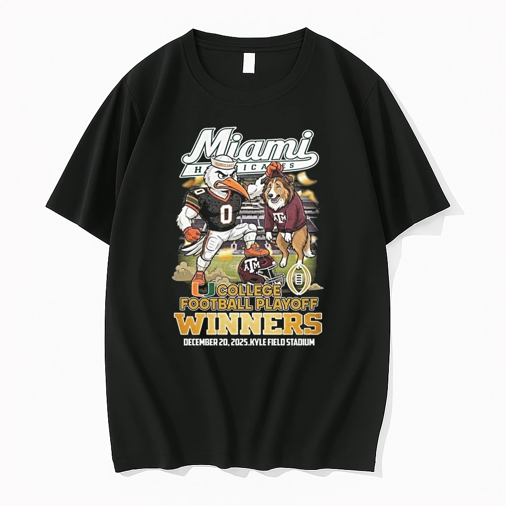 Whatwillwear Teeextra 20251222_122938 45_miami Hurricanes 2025 College Playoff Ncaa Winner Beat Aggies Mascot Shirts