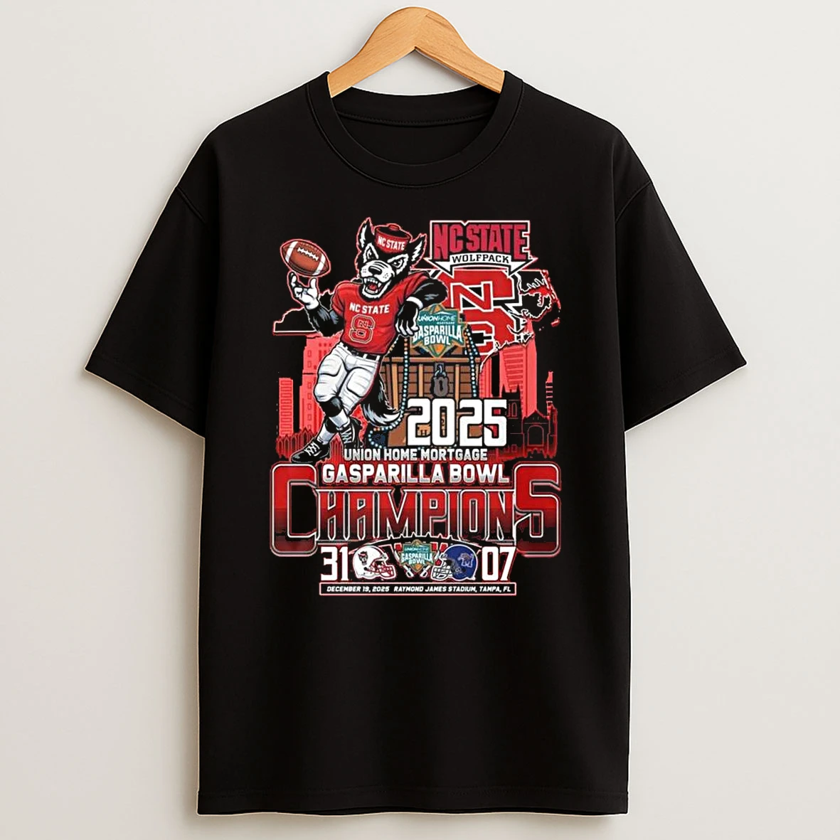 Whatwillwear Teeextra 20251222_122938 45_nc State Wolfpack Gasparilla Bowl 2025 Champions Celebrating Mascot Shirts