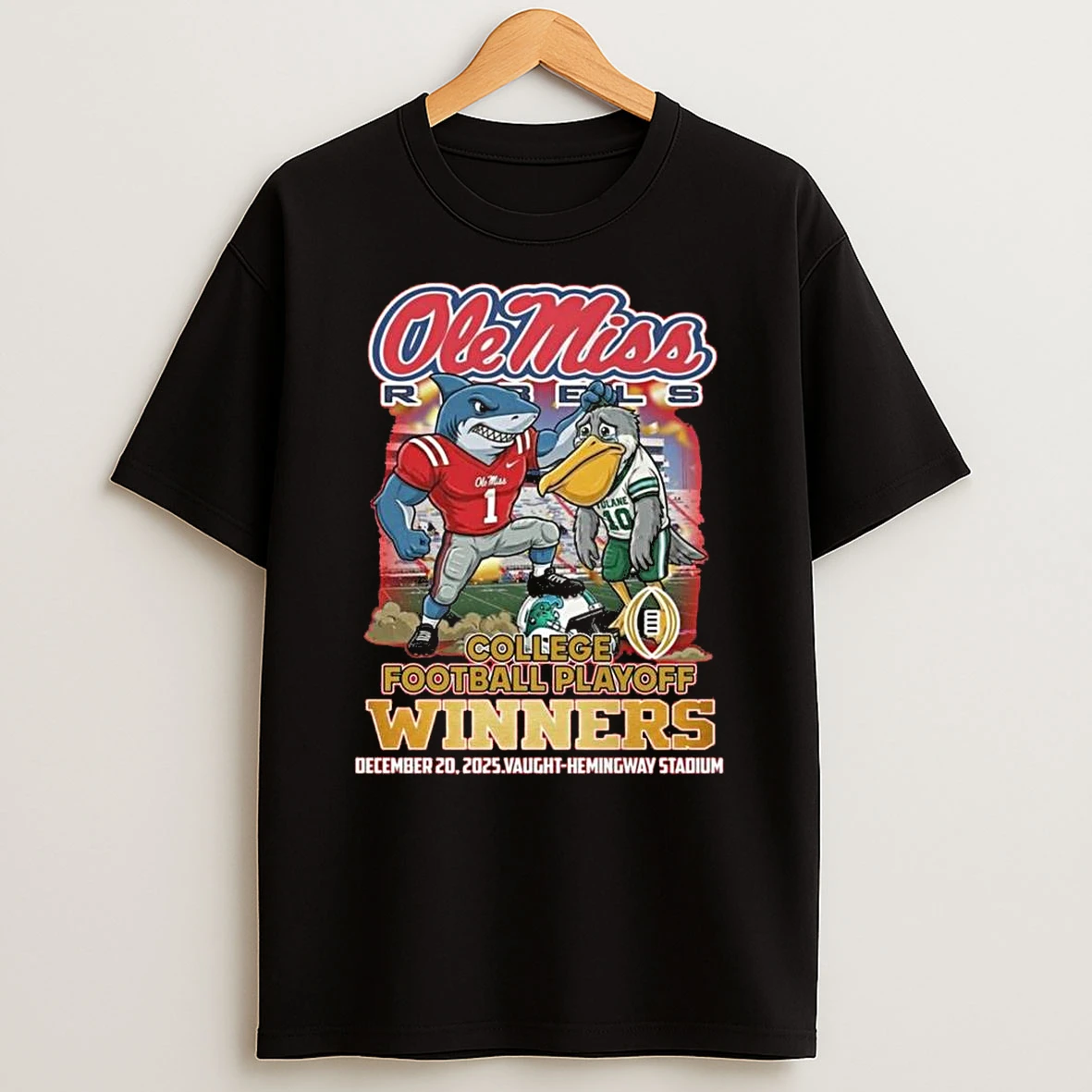 Whatwillwear Teeextra 20251222_130310 42_ole Miss Rebels College Football Playoff Winners Dec 20 2025 Vaught Hemingway Stadium Mascot Shirts