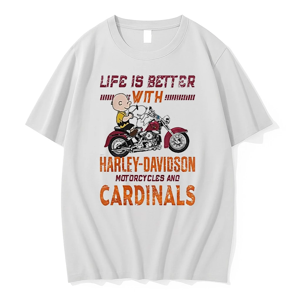 Whatwillwear Teeextra 20251223_125621 39_peanuts Life Is Better With Harley Davidson Motorcycles And Arizona Cardinals Nfl Shirts