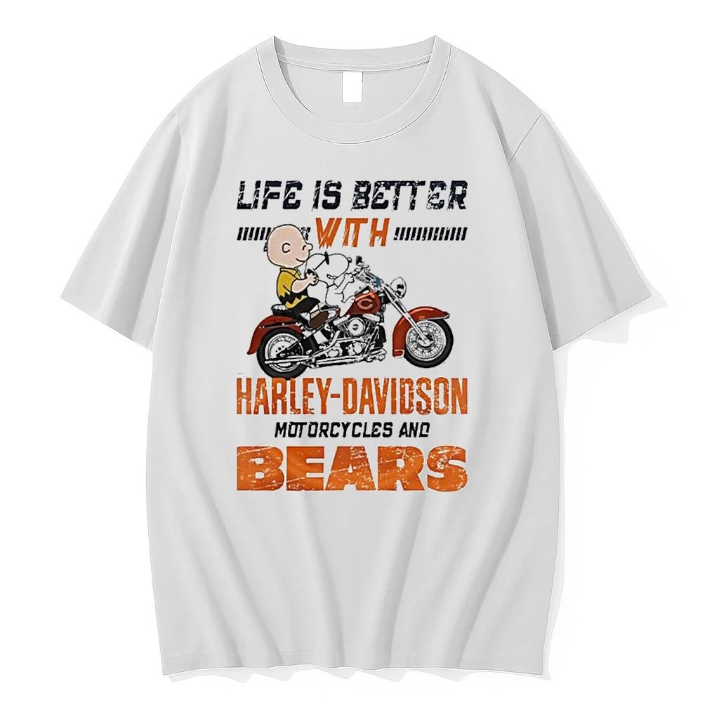 Whatwillwear Teeextra 20251223_125621 39_peanuts Life Is Better With Harley Davidson Motorcycles And Chicago Bears Nfl Shirts