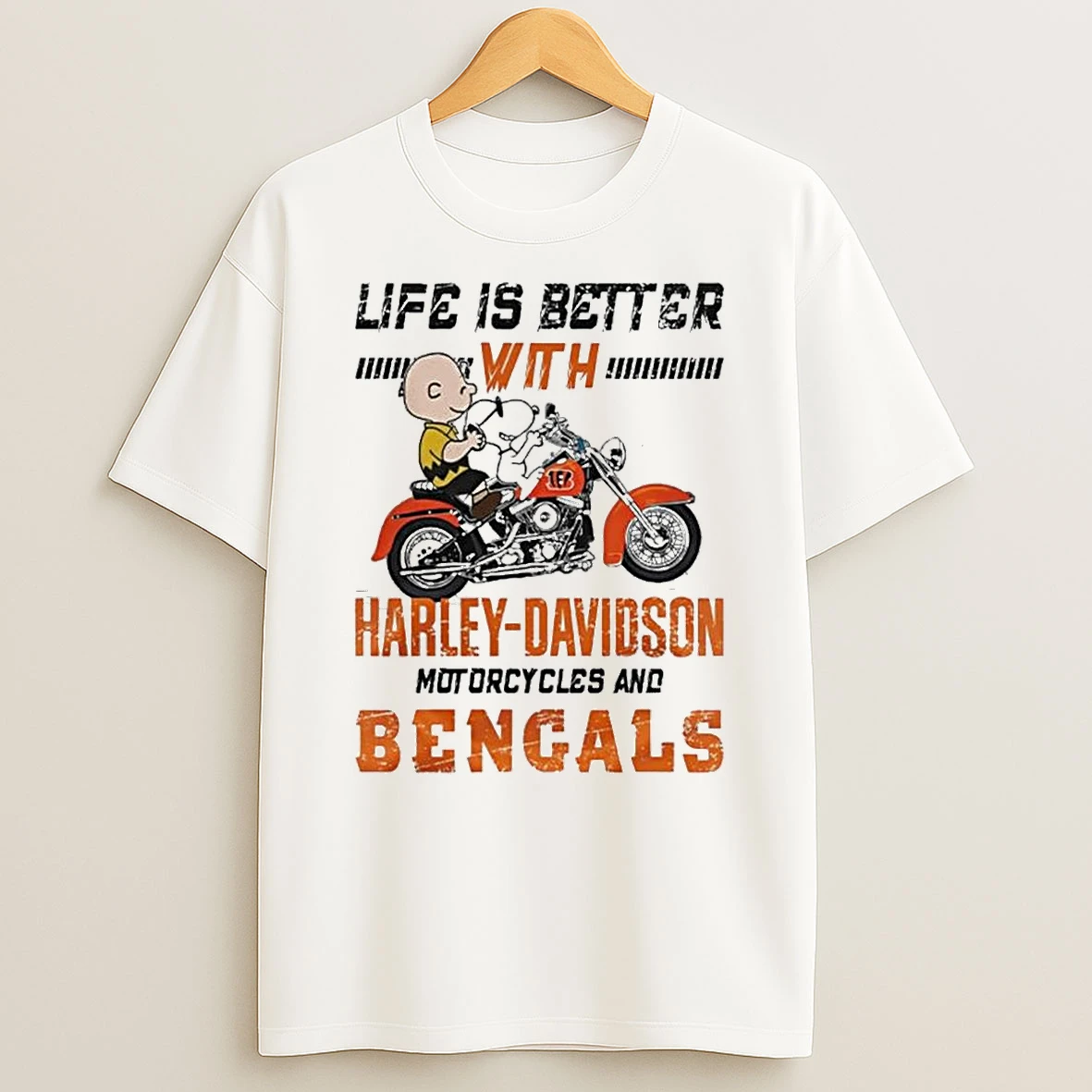 Whatwillwear Teeextra 20251223_125621 39_peanuts Life Is Better With Harley Davidson Motorcycles And Cincinnati Bengals Nfl Shirts