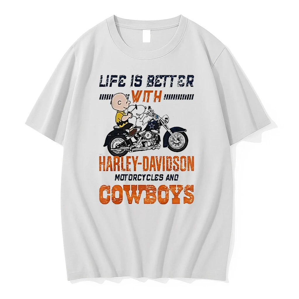 Whatwillwear Teeextra 20251223_125621 39_peanuts Life Is Better With Harley Davidson Motorcycles And Dallas Cowboys Nfl Shirts