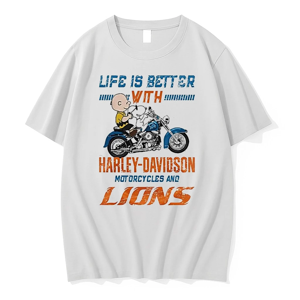 Whatwillwear Teeextra 20251223_125621 39_peanuts Life Is Better With Harley Davidson Motorcycles And Detroit Lions Nfl Shirts