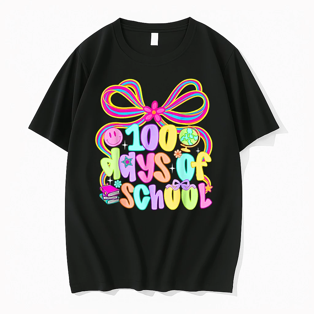 100th Day Of School 100 Days Teacher Coquette Bow Girl Women Shirts