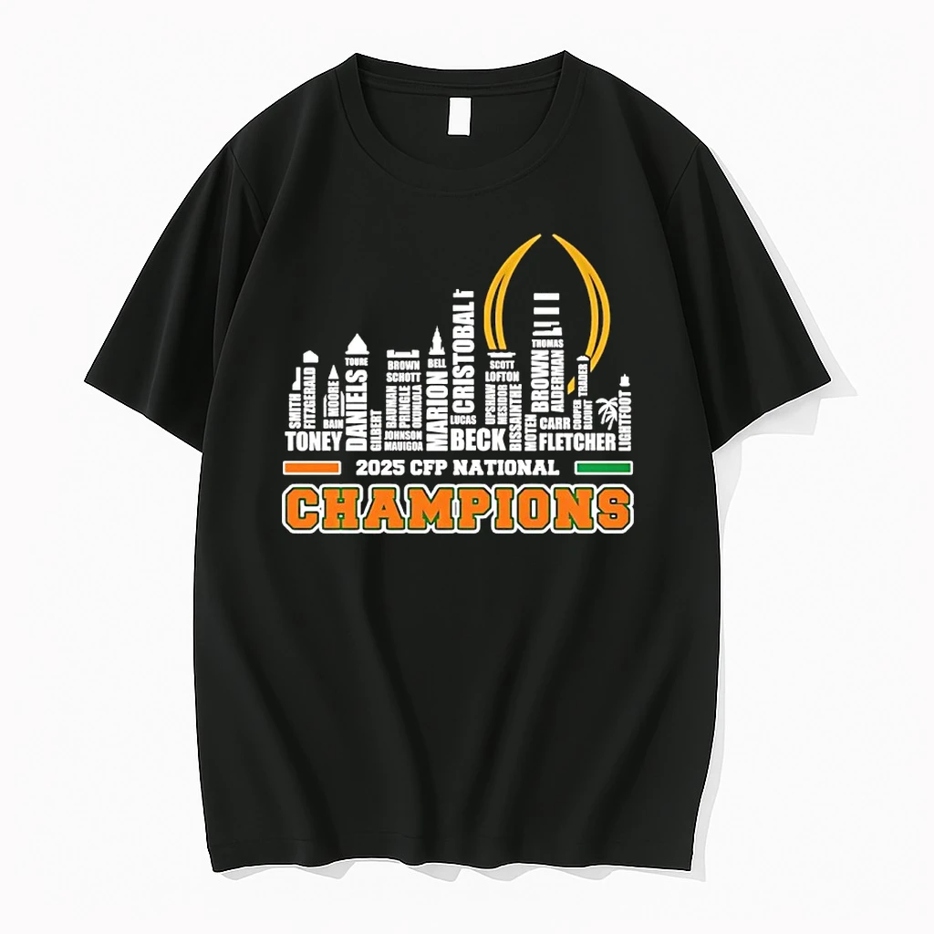 2025 26 Cfp National Champions Miami Hurricanes Players Names City Skyline Shirts