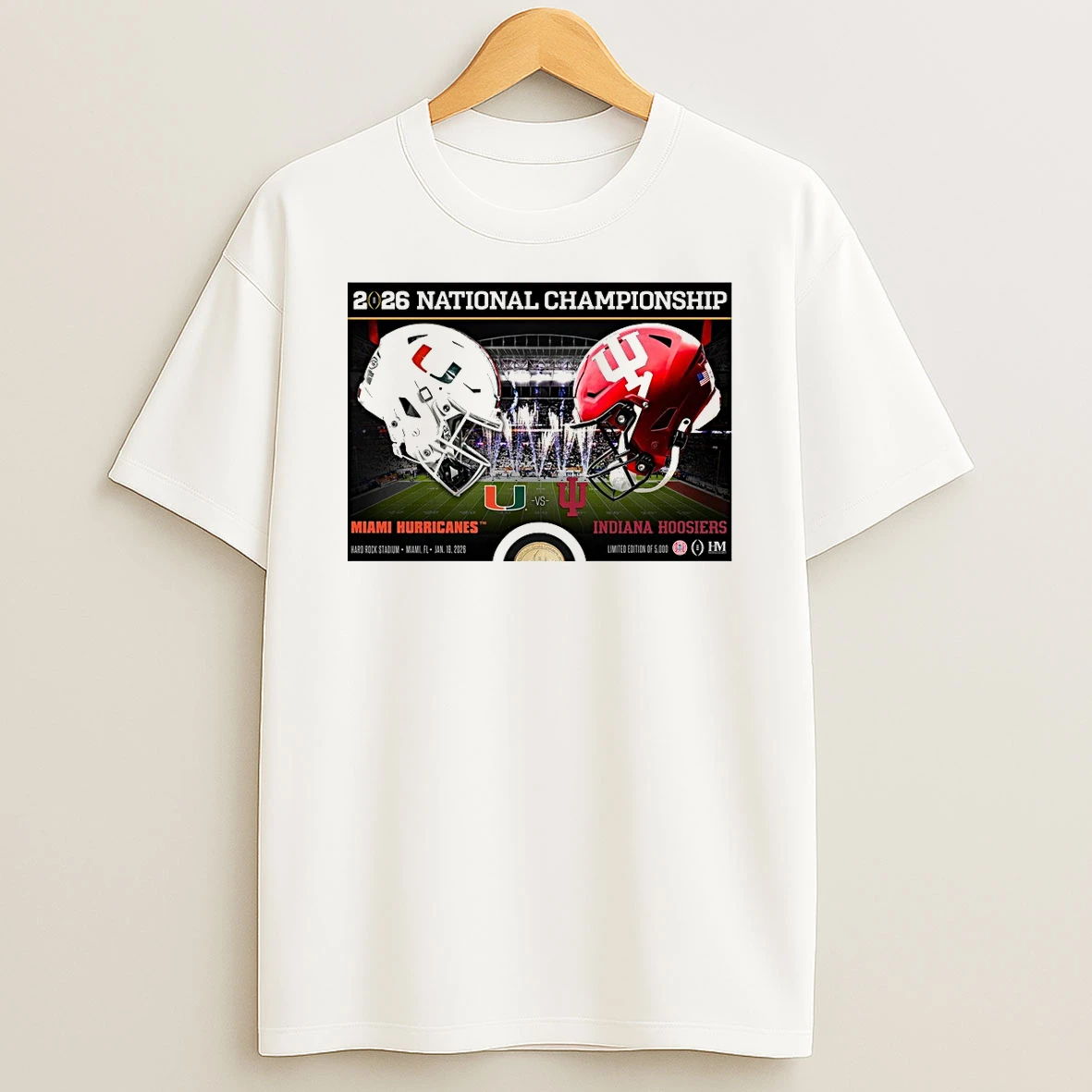 2025 26 Cfp National Championship Miami Hurricanes Versus Indiana Hoosiers Bronze Coin Shirts