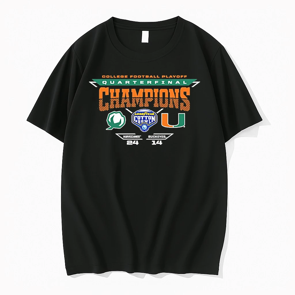 2025 Cfp Quarterfinal Cotton Bowl Champions Final Miami Hurricanes Vs Ohio State Buckeyes 24 14 Shirts