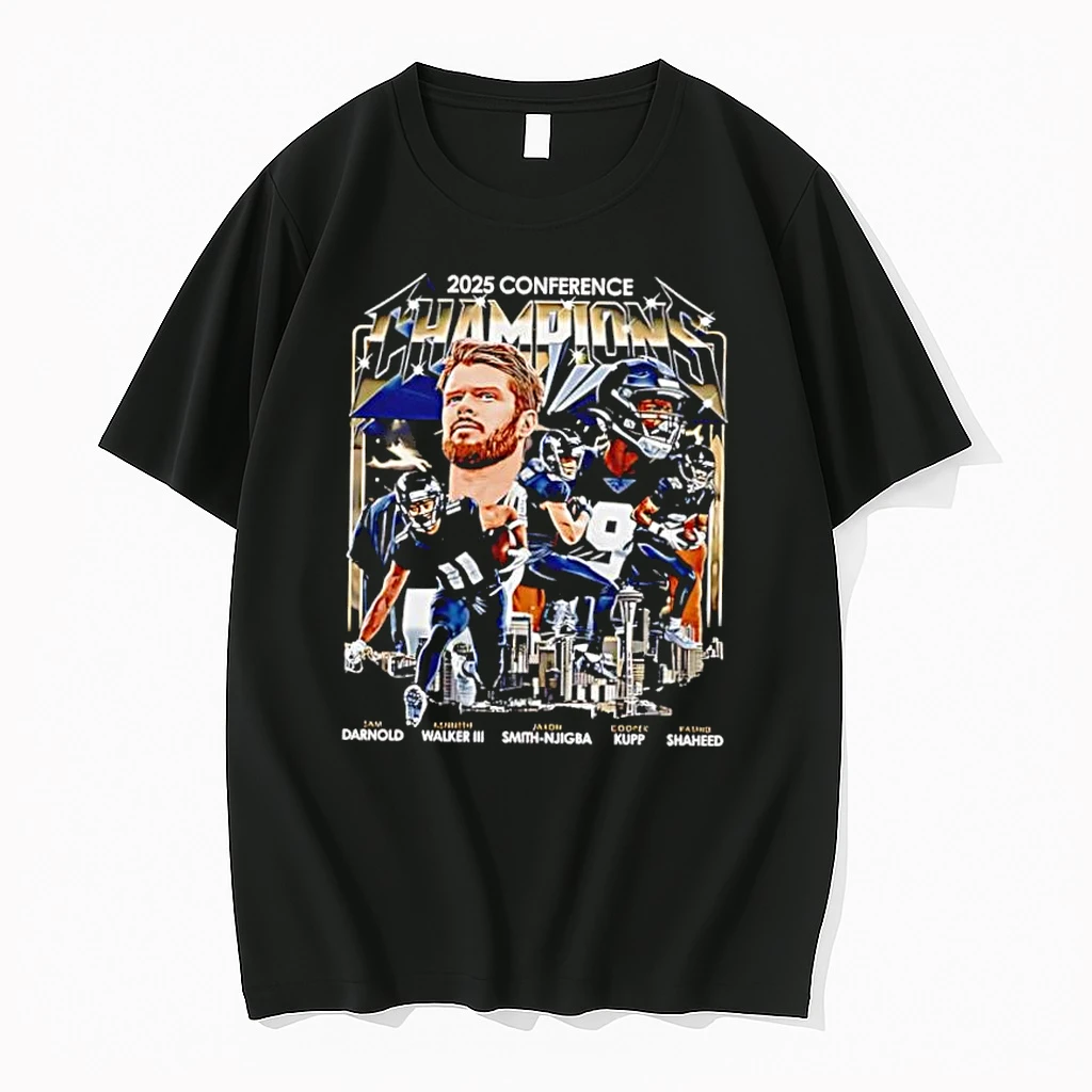 2025 Conference Champions Sam Darnold Kenneth Walker Jaxon Smith Njigba Cooper Kupp Rashid Shaheed Shirts