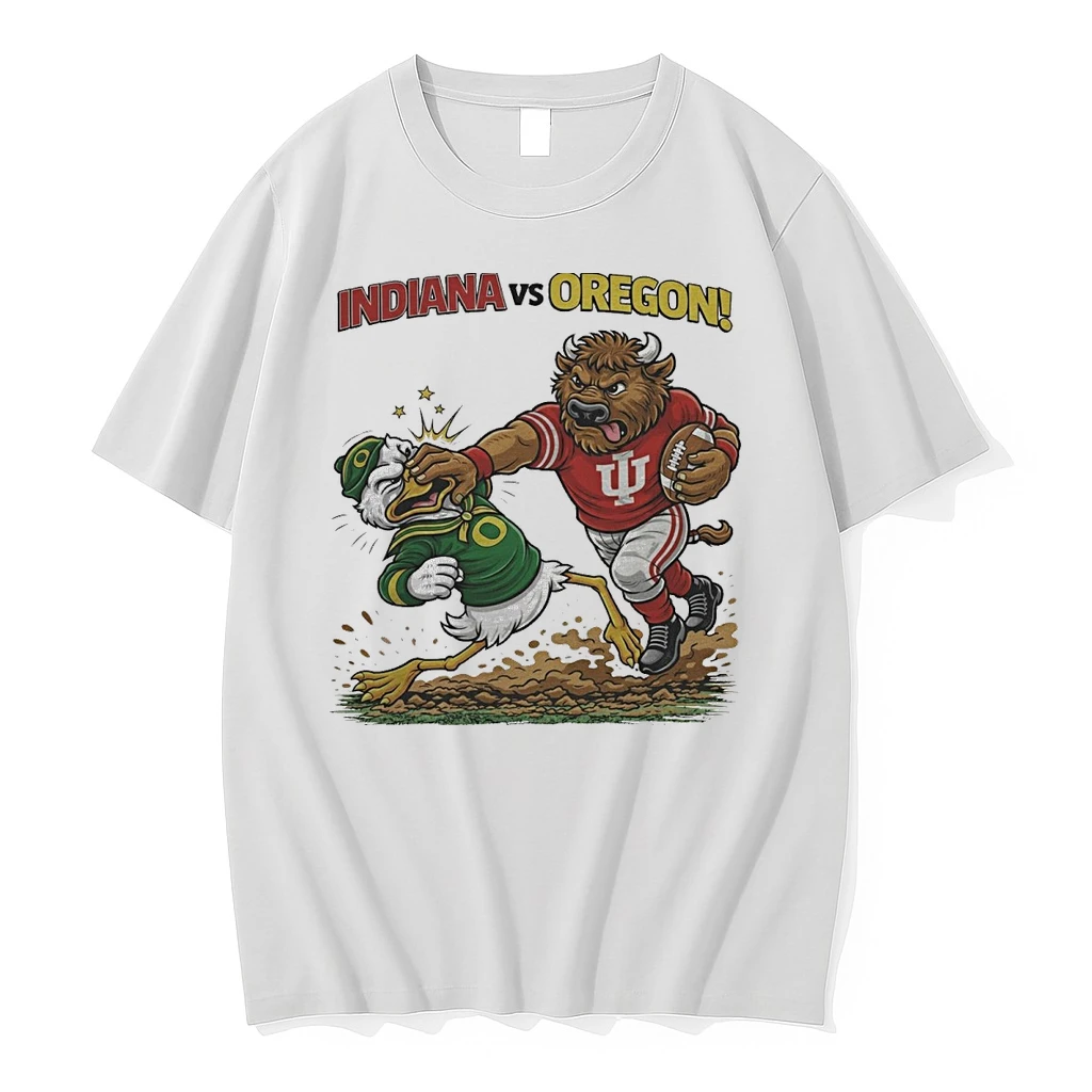 2025 Indiana Hoosiers Vs Oregon Ducks Playoff Rivals Football Sublimated Mascots Shirts