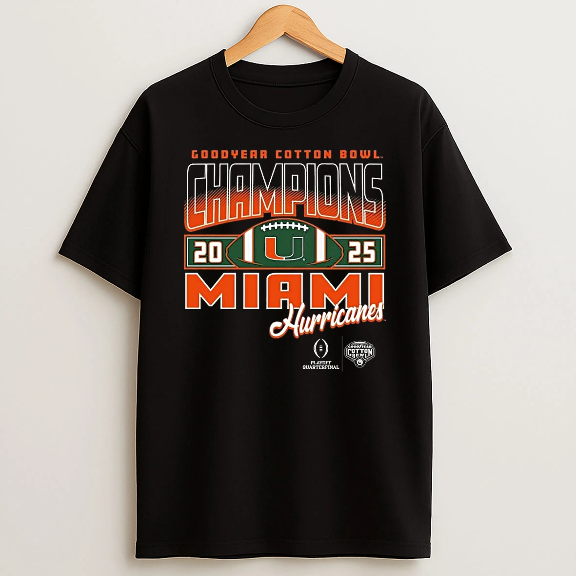 2025 Mens Goodyear Cotton Bowl Champions Miami Hurricanes Shirts