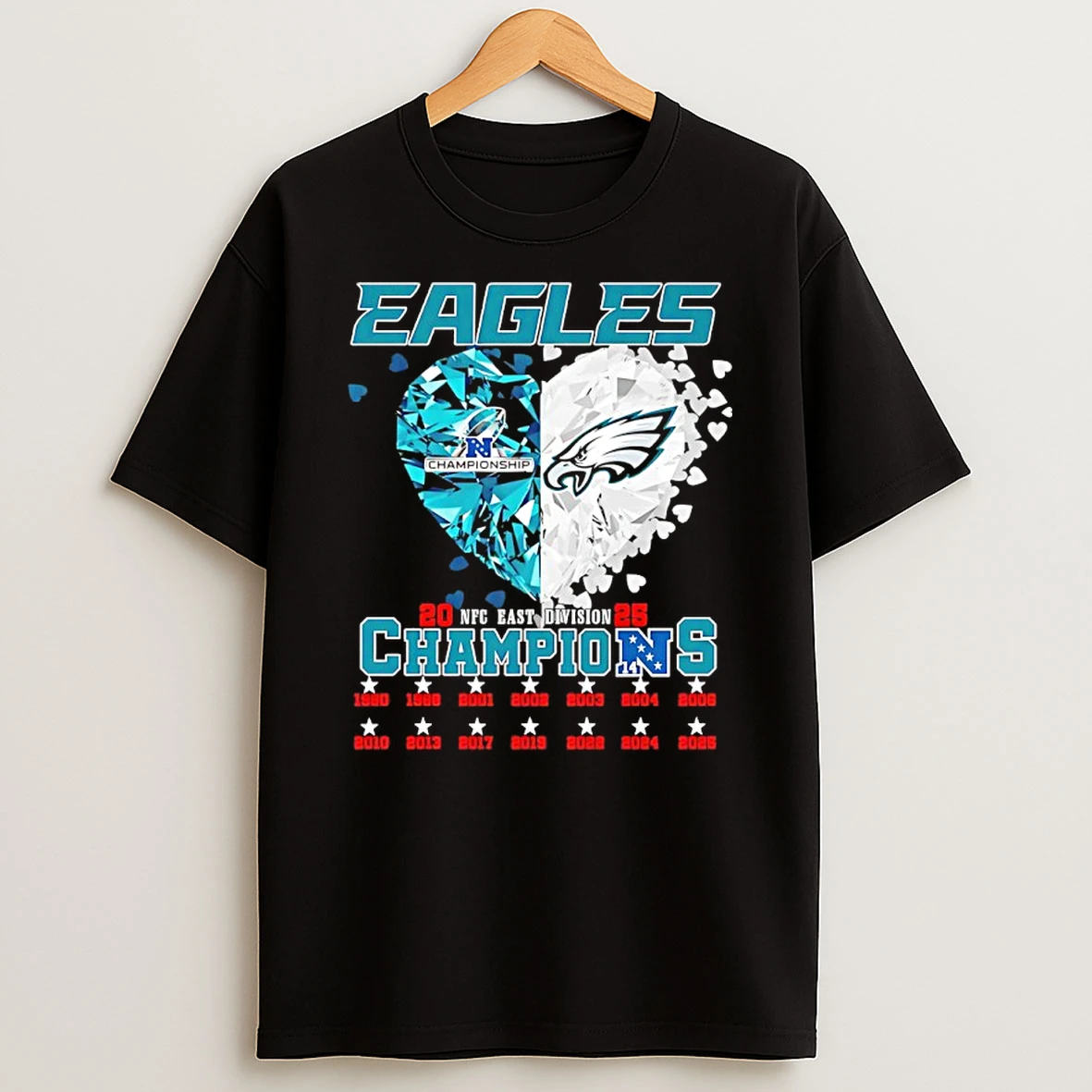 2025 Nfc East Division Champions Philadelphia Eagles Diamond Heart Shirts