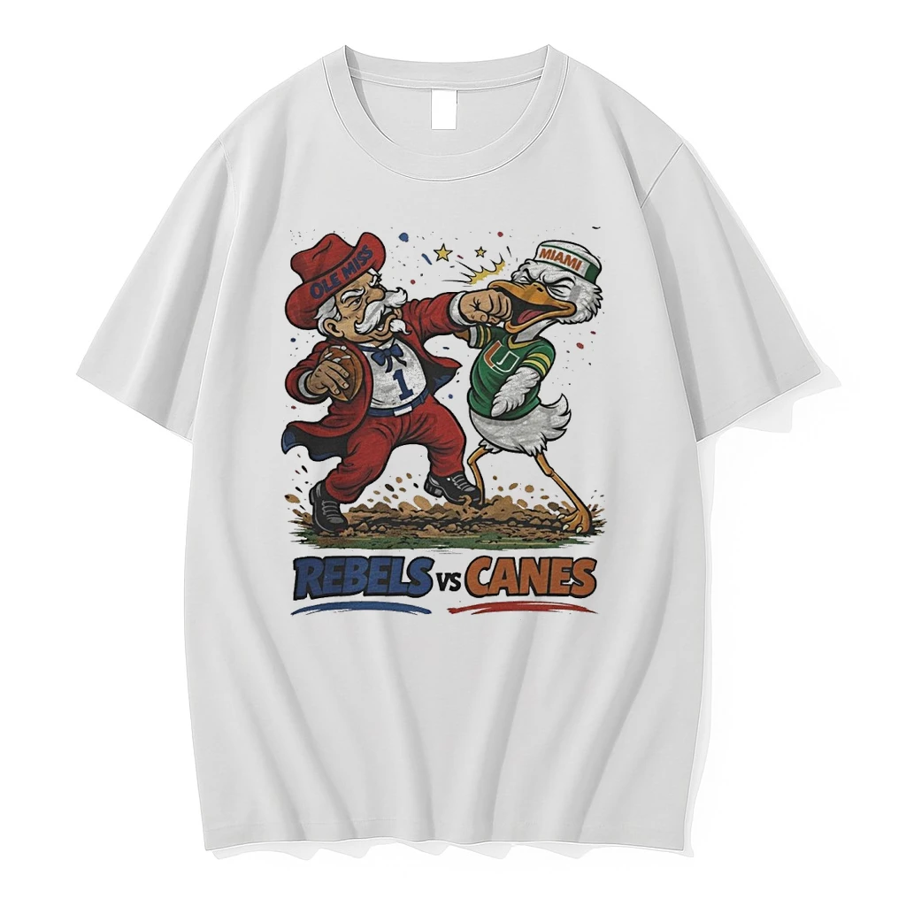 2025 Ole Miss Rebels Vs Miami Hurricanes Playoff Rivals Football Sublimated Mascots Shirts