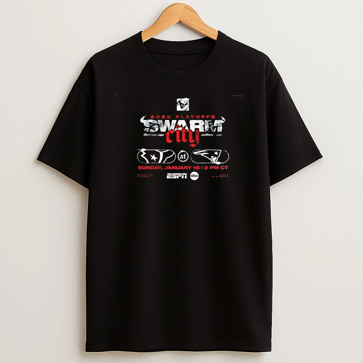 2025 Playoffs Swarm City Houston Texans At New England Patriots January 18 2026 Shirts