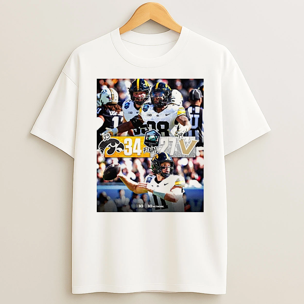 2025 Reliaquest Bowl Iowa Hawkeyes Vs Vanderbilt Commodores Final Score 34 27 Shirts
