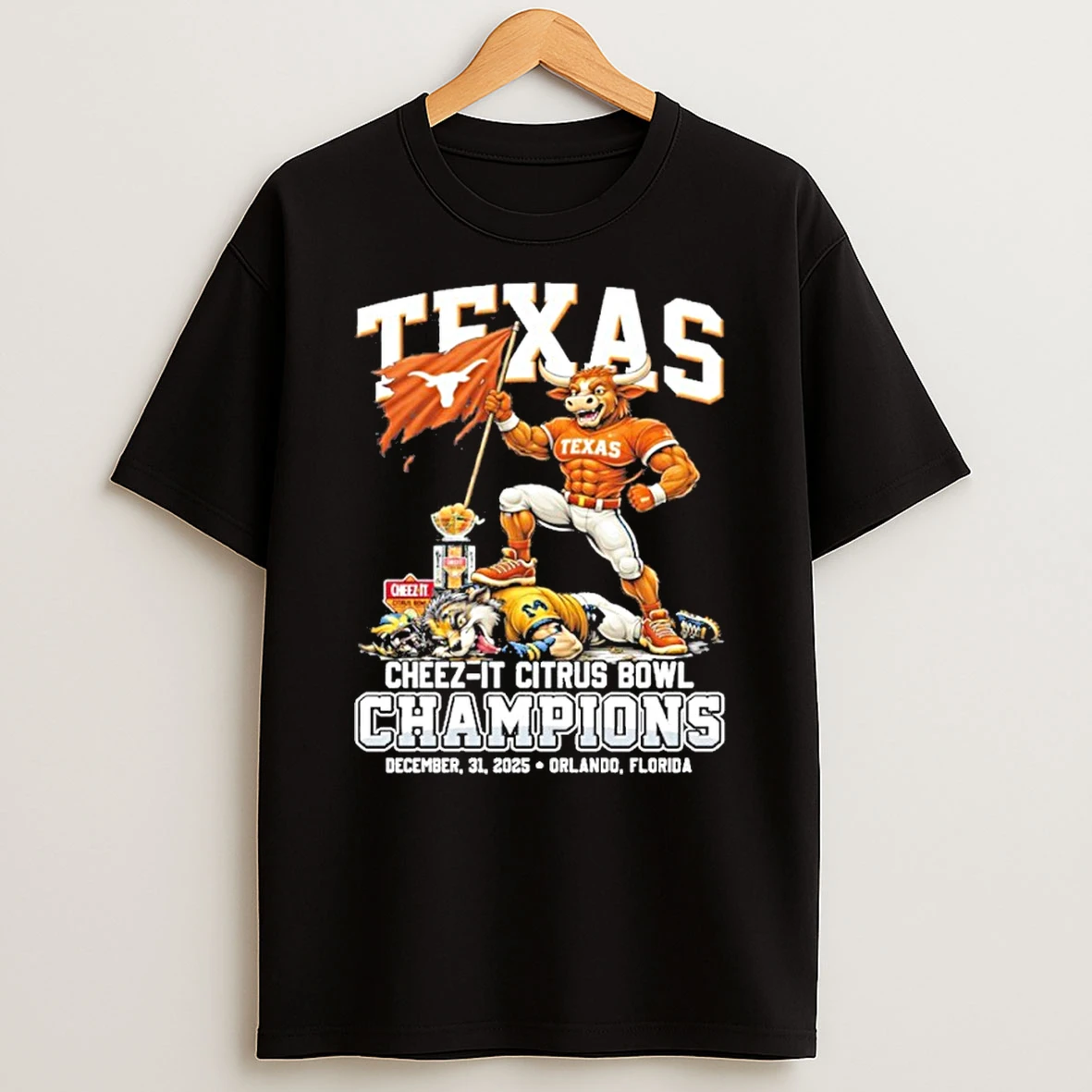 2025 Texas Citrus Bowl Champions Longhorns Beat Wolverines Mascot Shirts