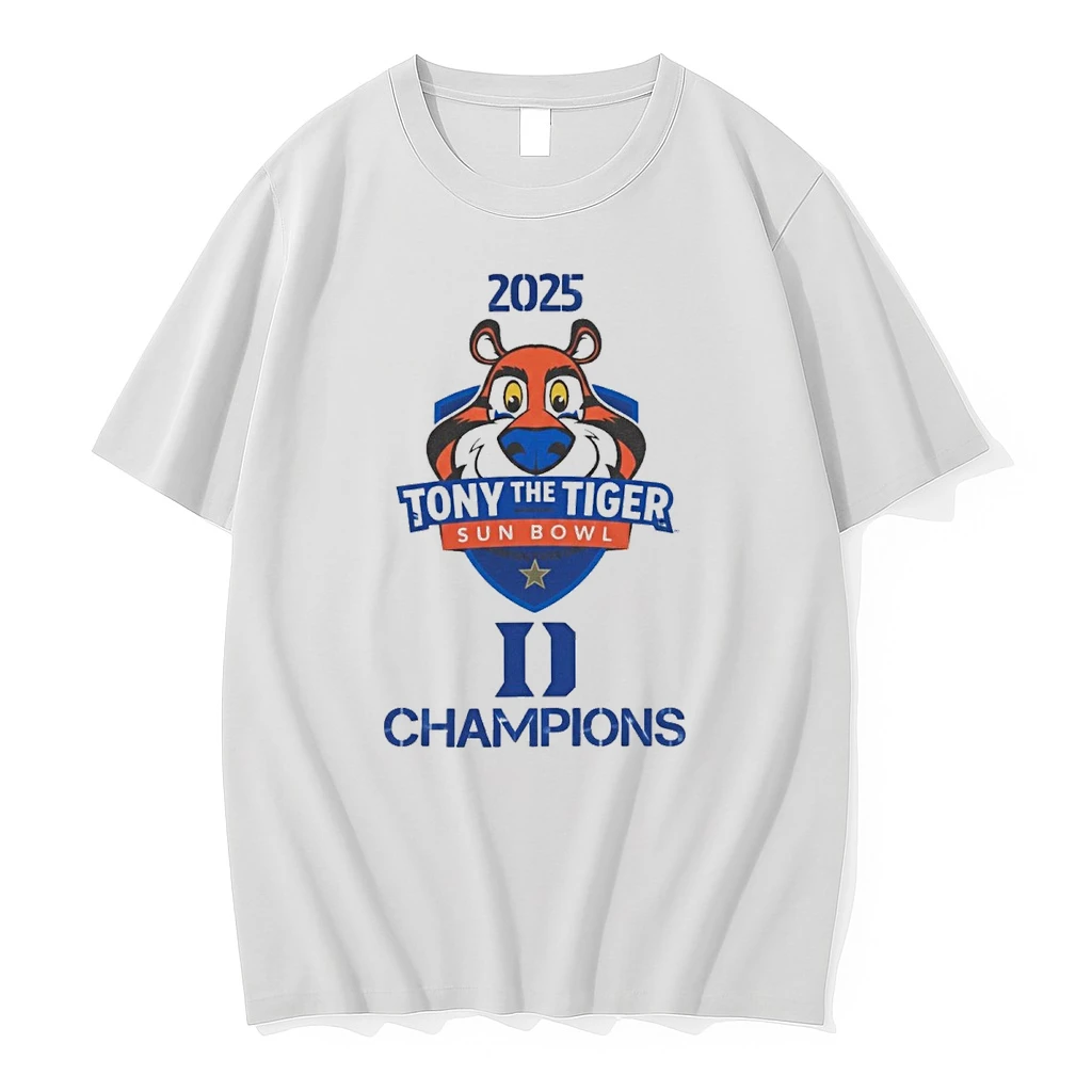 2025 Tony The Tiger Sun Bowl Champions Duke Blue Devils Football Logos Shirts