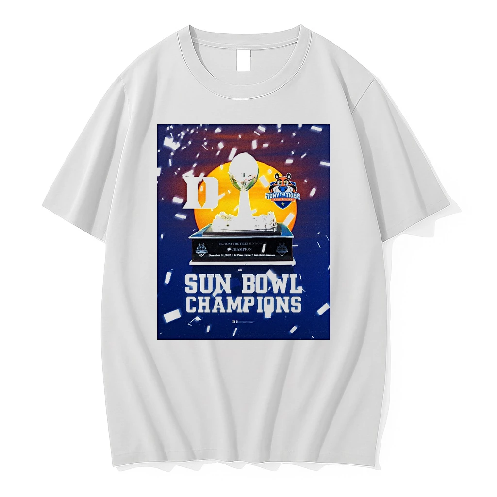 2025 Tony The Tiger Sun Bowl Champions Duke Blue Devils Football Trophy Shirts