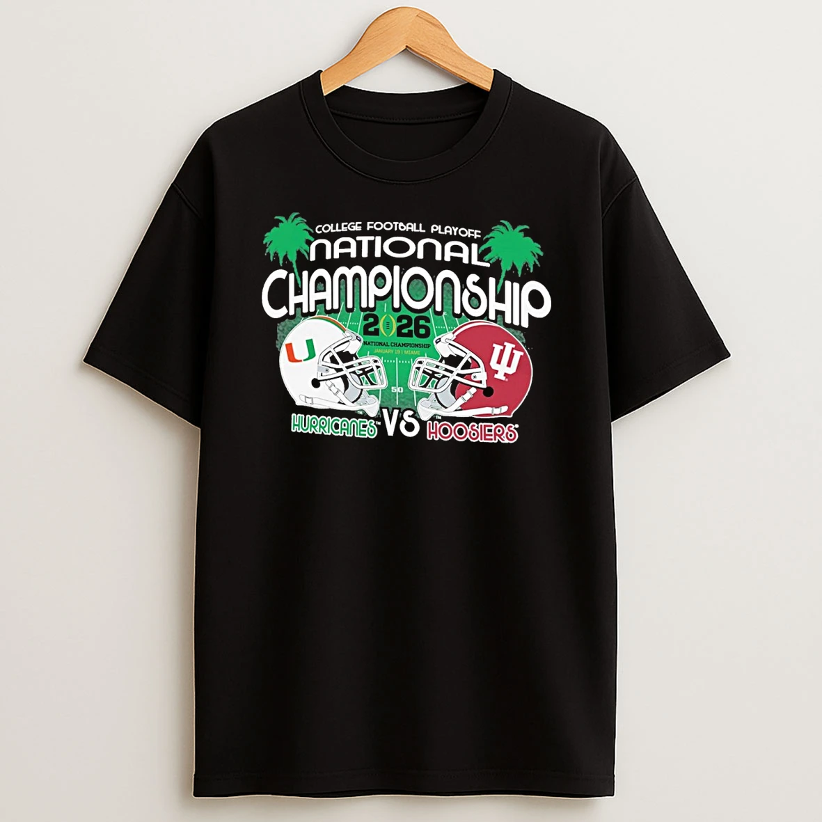 2026 Cfp Black Dual Helmet National Championship Indiana Hoosiers Vs Miami Hurricanes And Shirts
