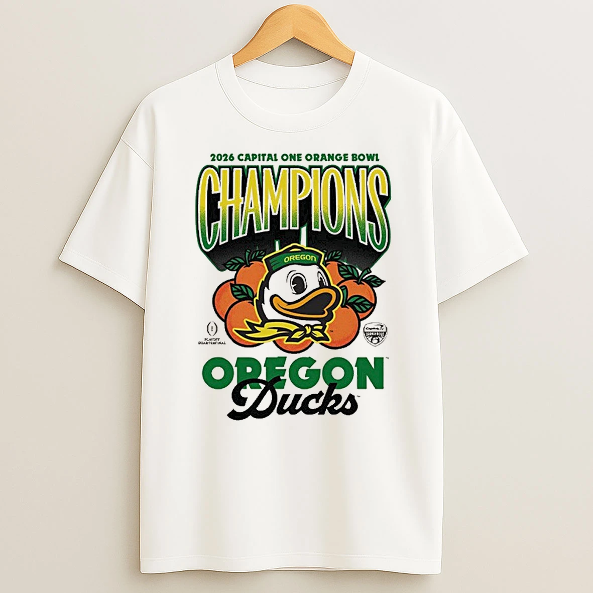 2026 Capital One Orange Bowl Champions Oregon Ducks Mascot Shirts