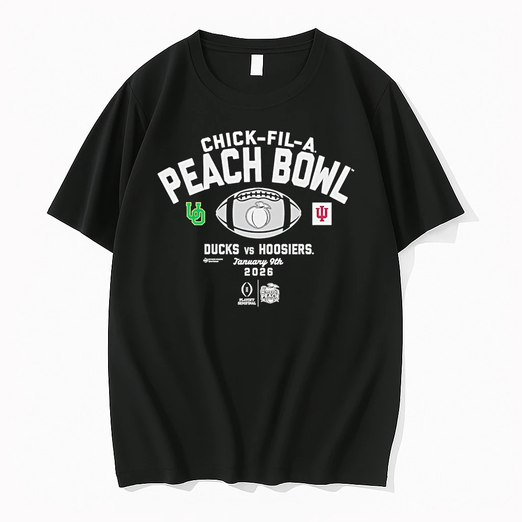 2026 Chick Fil A Peach Bowl 2 Team Oregon Ducks Vs Indiana Hoosiers January 9th Shirts