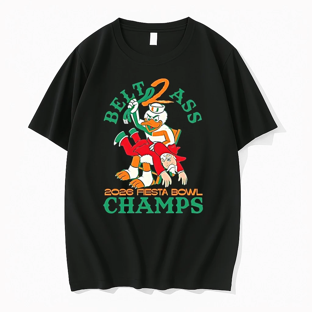 2026 Fiesta Bowl Champions Miami Hurricanes Belt 2 Ass Ole Miss Rebels Mascots Shirts