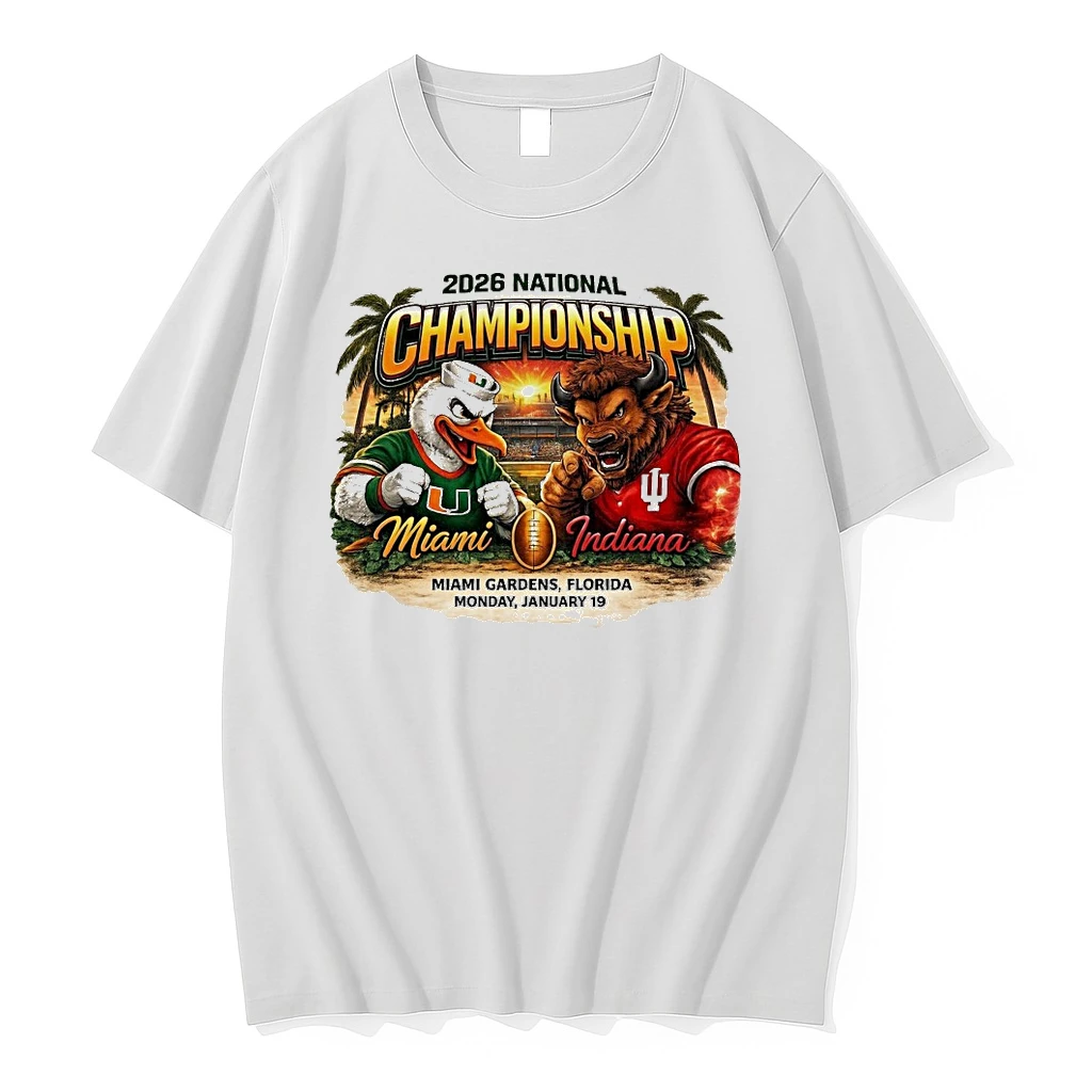 2026 National Championship Miami Vs Indiana Mascot At Miami Gardens Florida Monday January 19 2026 Sunset Shirts
