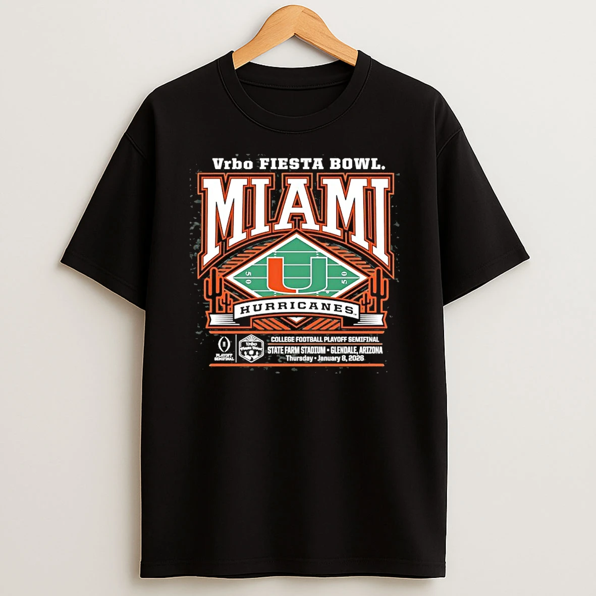 2026 Vrbo Fiesta Bowl Miami Hurricanes Cfp Semifinal Shirts