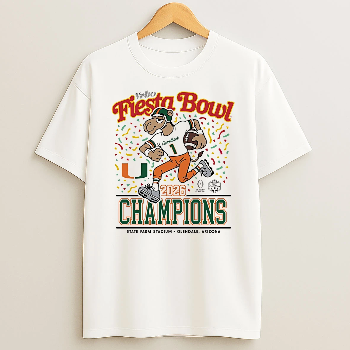 2026 Vrbo Fiesta Bowl Miami Hurricanes Champions State Farm Stadium Shirts