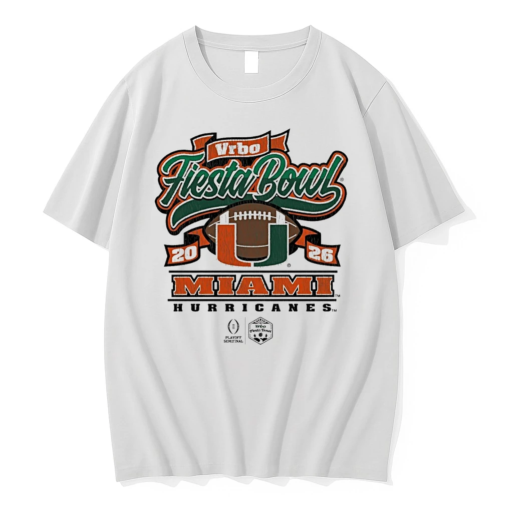 2026 Vrbo Fiesta Bowl %ce%b3co Miami Hurricanes Cfp Semifinal Scripted Vintage Men Shirts