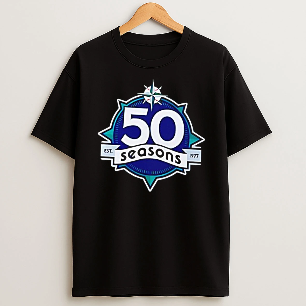 50 Seasons Established 1977 Compass Star Anniversary Logo Seattle Sports Team Shirts