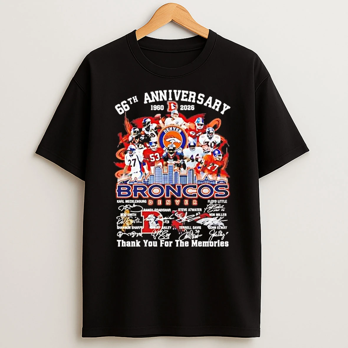 66th Anniversary Denver Broncos 1960 2026 Team Players Shirts