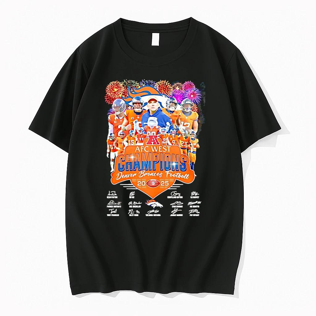 Afc West Champions Denver Broncos Football 2025 All Team Signatures Shirts