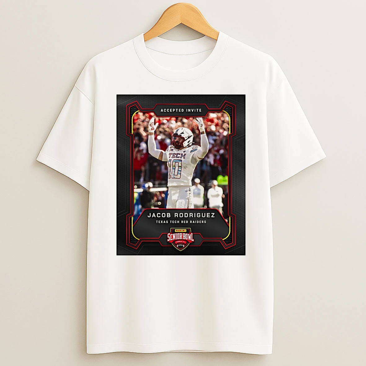 Accepted Invite Lb Jacob Rodriguez Texas Tech Red Raiders 2026 Panini Senior Bowl Shirts