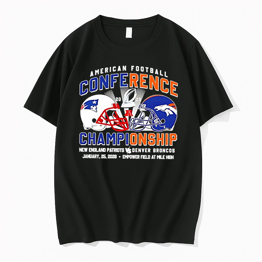 American Football Conference Championship New England Patriots And Denver Broncos Jan 25 2026 Helmet Shirts