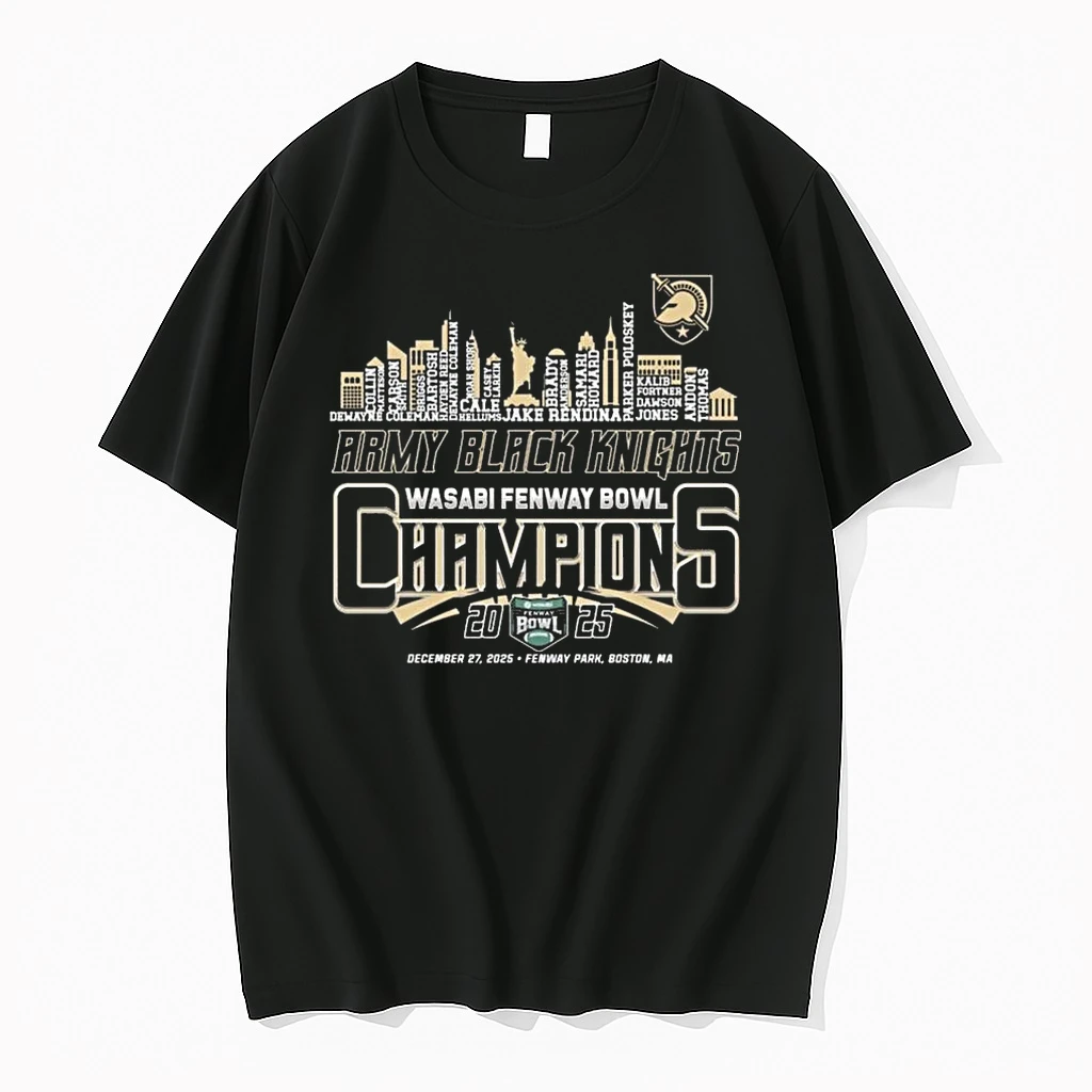 Army Black Knights Wasabi Fenway Bowl Champions 2025 Skyline Names Shirts