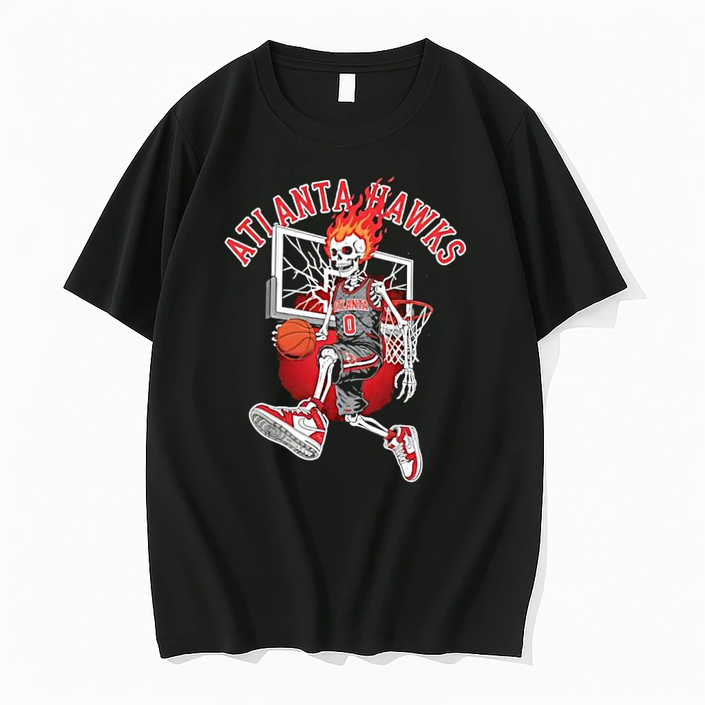 Atlanta Hawks Mens Basketball Skeleton Player Fire Shirts