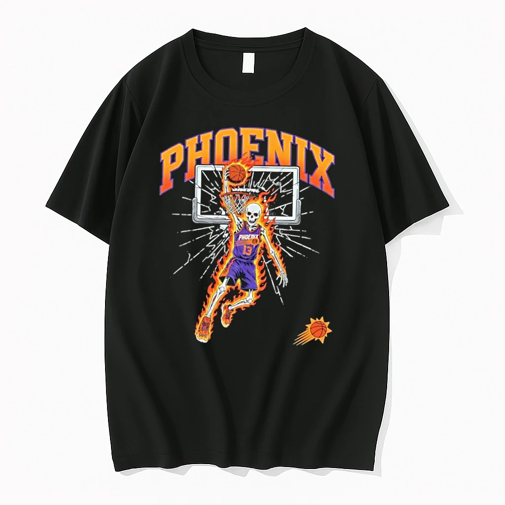 Awesome Phoenix Suns Mens Basketball Skeleton Player Fire Shirts