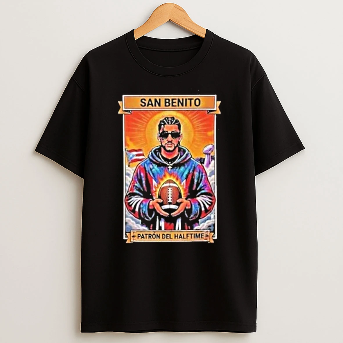 Bad Bunny Super Bowl 2026 San Benito Patron Del Halftime Shirts