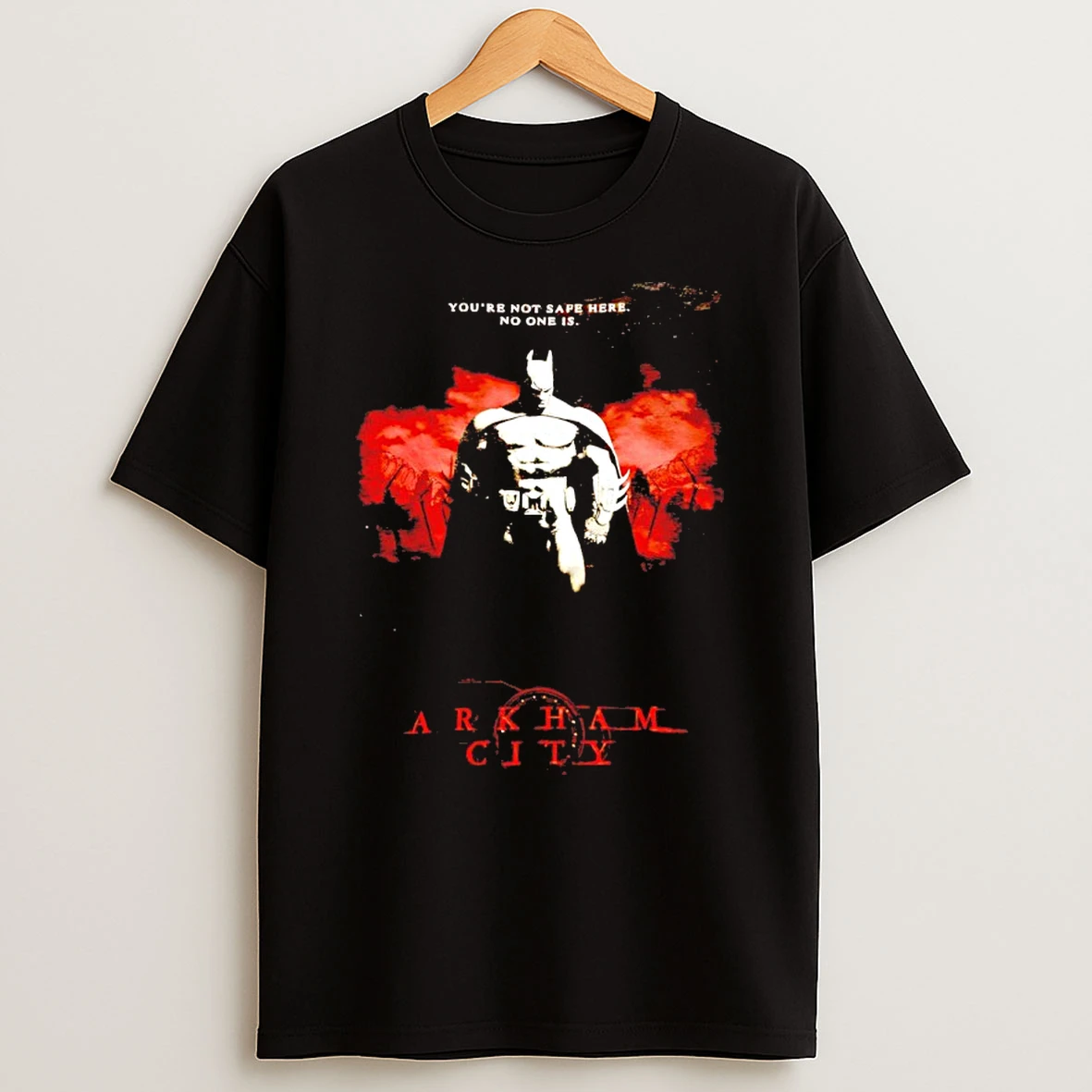 Batman Arkham City Youre Not Safe Here No One Is Retro Shirts
