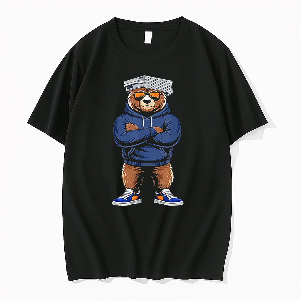 Bear With Cheese Grater Hat And Sunglasses Men Women Kids Shirts
