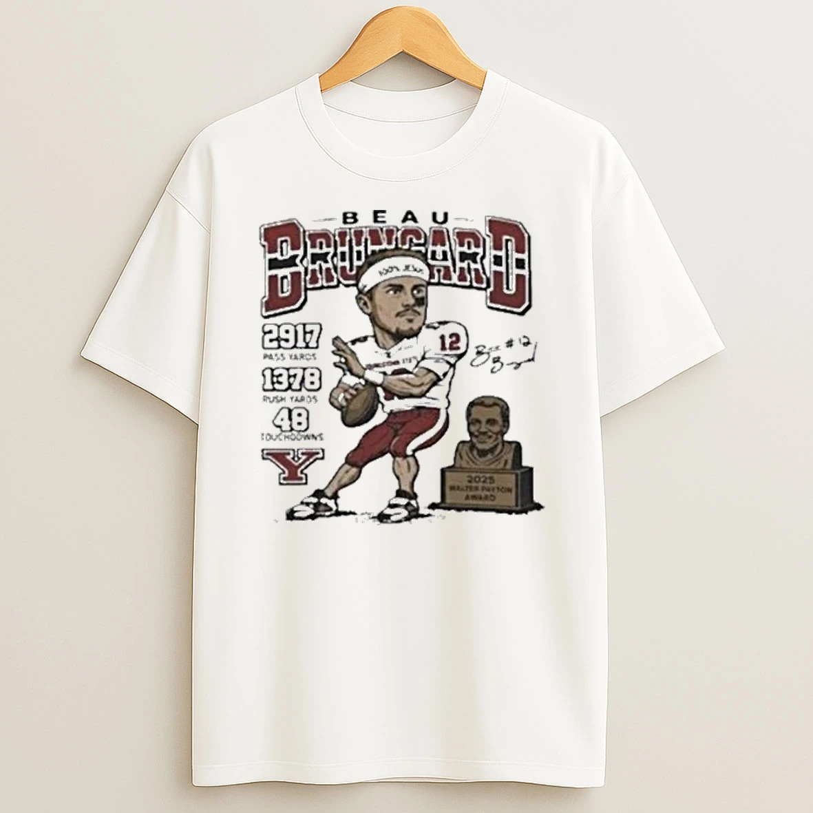 Beau Brungard 2025 Walter Payton Award Winner Youngstown State Penguins Trophy Shirts