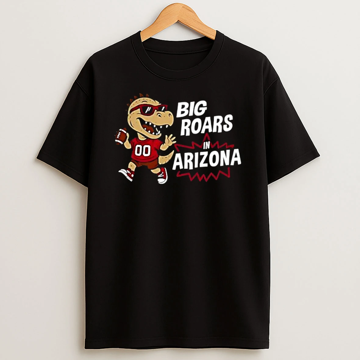 Big Roars In Arizona Cardinals Dinosaur Cartoon Funny Shirts